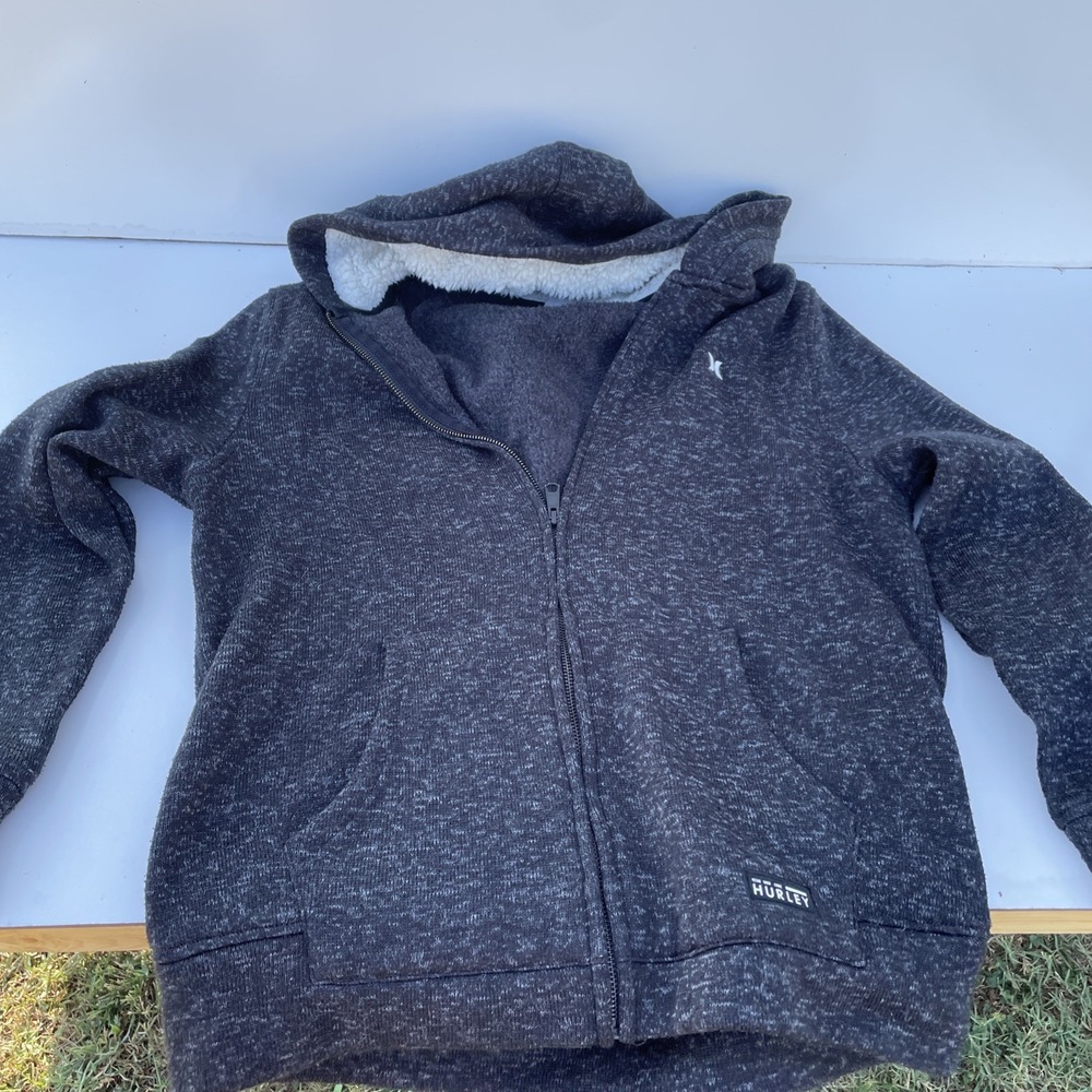 Hurley  Full Zip Sherpa Long Sleeve Hoodie  Medium Gray